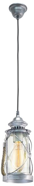 Eglo 49214 Lampada a sospensione vintage Ø 14cm argento antico chiaro
