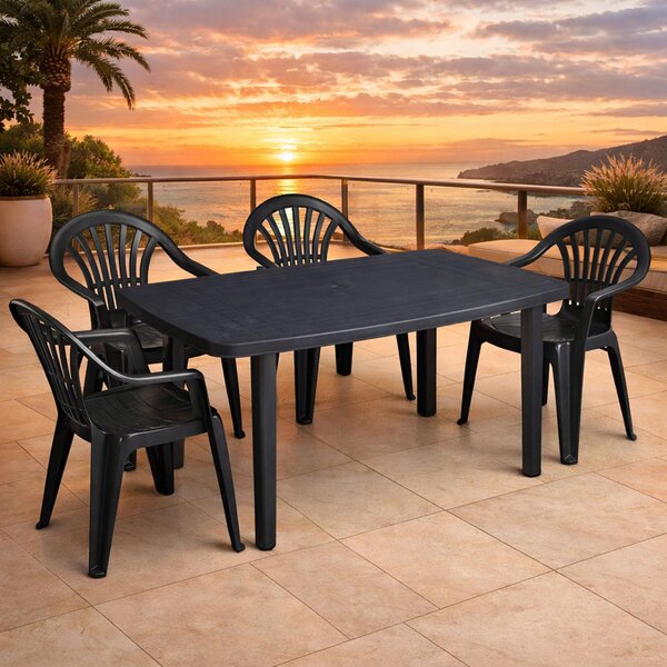 Set di sedute Set da giardino 5 pezzi Plastica Antracite