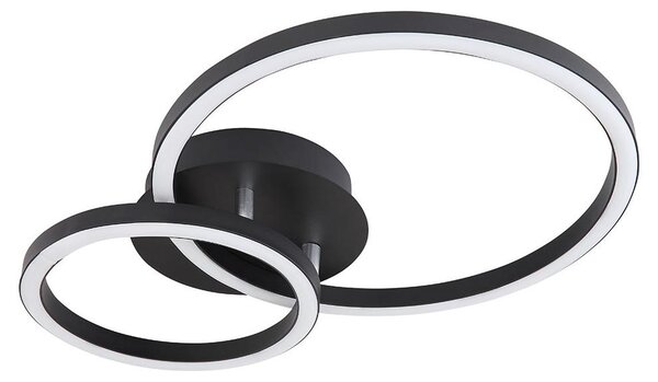 Lampada da soffitto a LED, circolare, nera, opale, L 42 cm