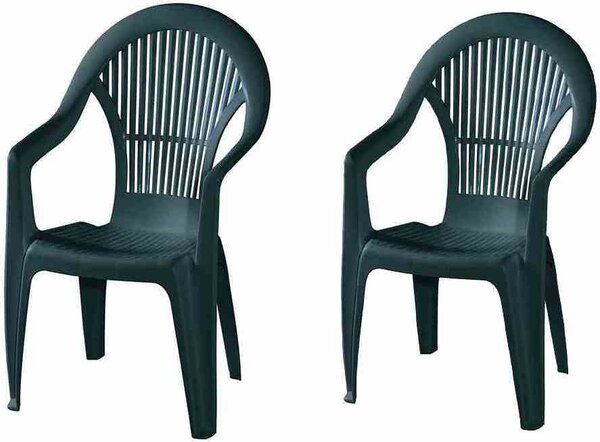 PROGARDEN Vega SET 2x sedie impilabili in plastica verde M73538