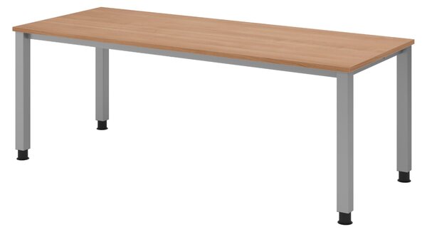 Scrivania bümö Serie Q - Struttura: argento, finitura: noce, dimensioni: 200 x 80 cm