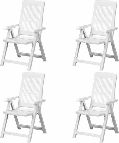 PROGARDEN Tampa SET 4x poltrone pieghevoli in plastica bianca M73535