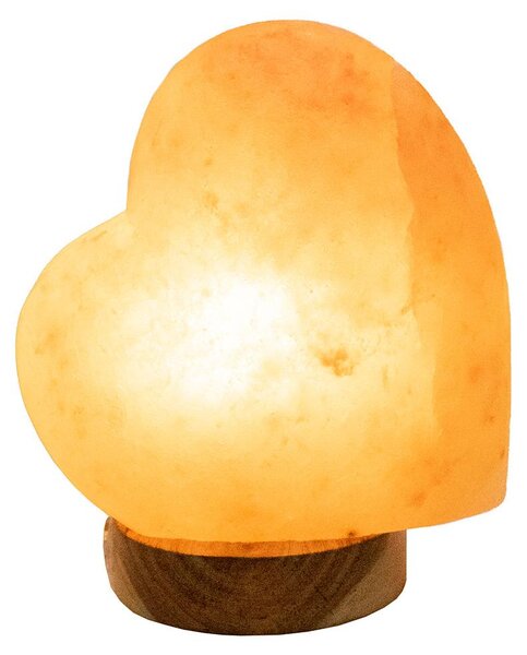 Lampada da tavolo, legno, cristallo di forma di cuore, H 19 cm
