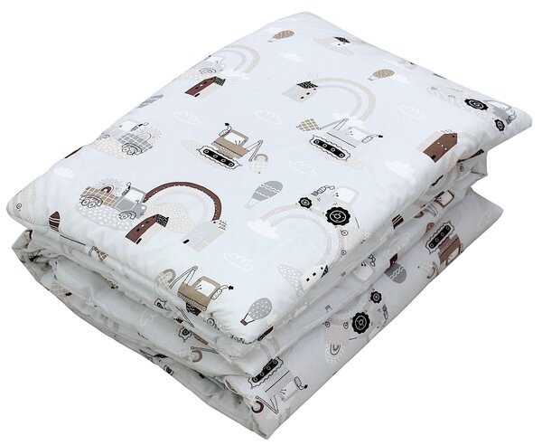 Set di piumoni per bambini TupTam con motivi decorativi: piumone per tutte le stagioni, copriletto, cuscino e federa, 2 pezzi; colore: trattori / arcobaleni / beige; dimensioni: 135x100 cm