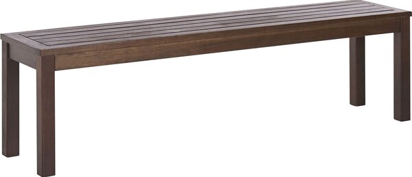 BELIANI Panchina da giardino in legno di eucalipto marrone scuro 160 cm rettangolare rustica balcone terrazzo arredo esterno interno