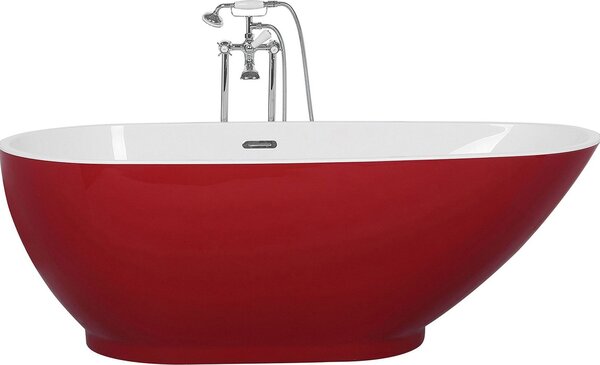 BELIANI vasca freestanding in acrilico rosso 167 x 82 cm ovale