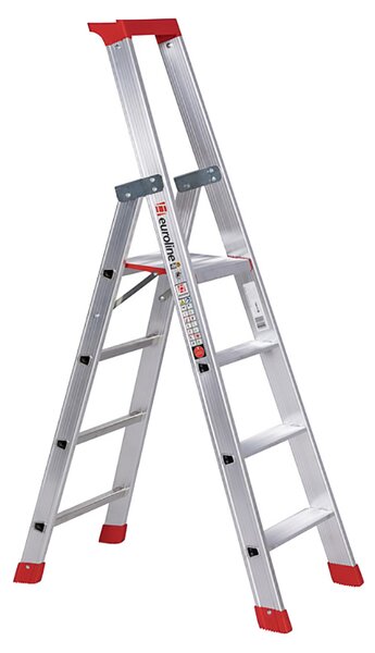 Euroline Premium 32577 Scala a pioli con ponte di sicurezza, 4 gradini