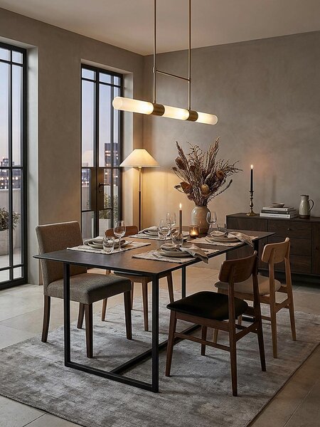 Tavolo da pranzo 180x90x76 cm Tavolo da pranzo in Vetroceramica e vetro Nero, Tavolo da cucina grande, Tavolo rettangolare in vetro, Tavolo da pranzo con gambe in metallo
