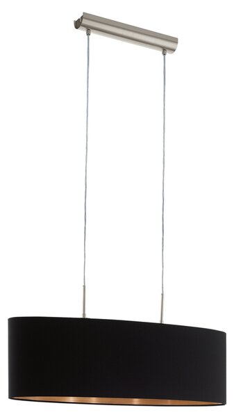 Pasteri lampada a sospensione con paralume in tessuto 75cm nero, rame