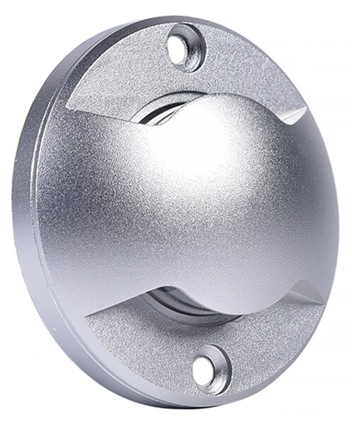 Segnapasso calpestabile Led 12V 4W a superfice Rotondo Doppia emissione Argento IP65 Bianco neutro 4000K Wisdom