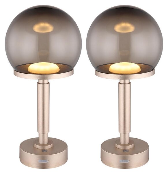 2x Lampada da tavolo a LED, touch dimmer, USB, AKKU, H 31,5 cm