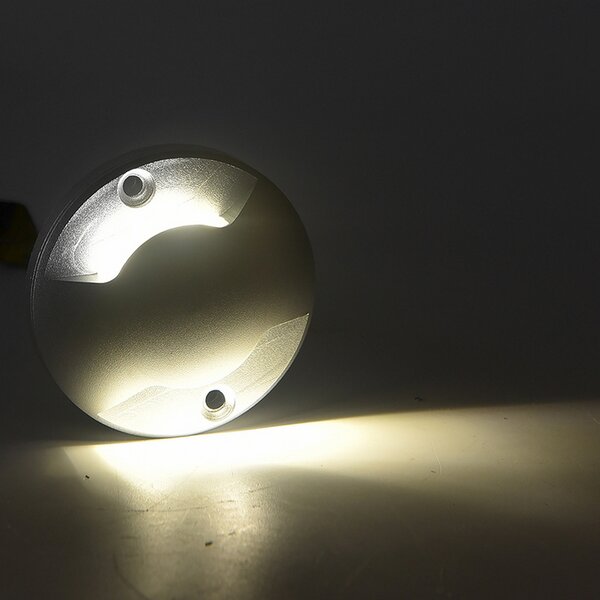 Segnapasso calpestabile Led 12V 4W a superfice Rotondo Doppia emissione Argento IP65 Bianco neutro 4000K Wisdom