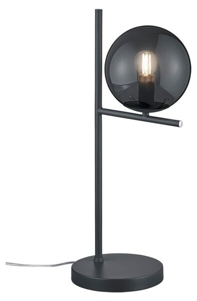 Lampada da comodino, colore antracite, metallo, vetro fumé, altezza 52 cm