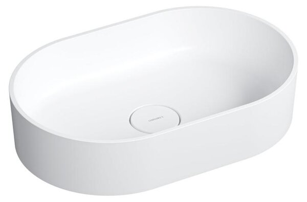 Omnires OVO M+ OVOUNBM Lavabo da appoggio 55x36cm, marmo composito, bianco opaco