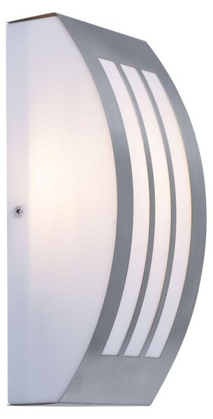 Lampada da parete a LED, acciaio inossidabile argentato, plastica bianca, larghezza 25 cm