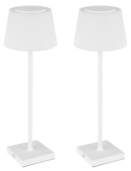 Set di 2 lampade da tavolo a LED, con dimmer touch, batteria ricaricabile USB, colore bianco, altezza 38 cm, grado di protezione IP44