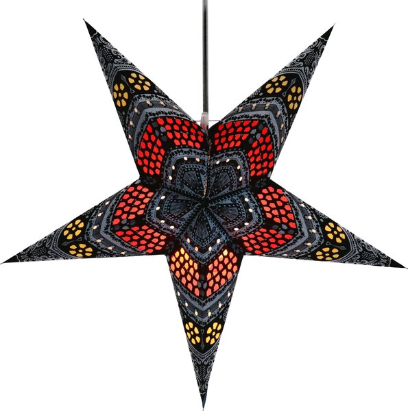 Stella di carta illuminata dell'Avvento pieghevole, stella di Natale 60 cm - Horus blu/rosso, decorazione della finestra a stella, 7 punti