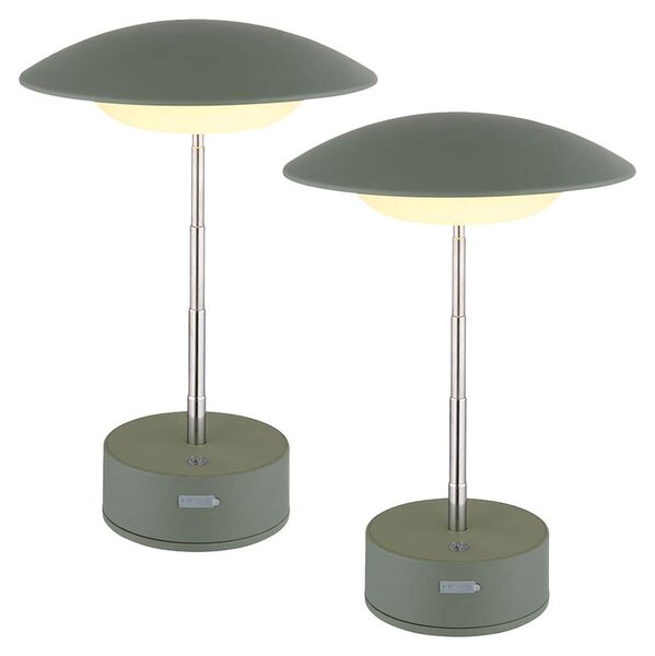 Set di 2 lampade da tavolo a LED, verdi, touch dimmer, regolabili in altezza