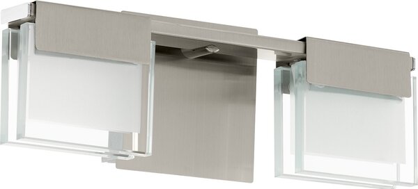 Clap 1 LED applique a 2 luci chiaro, bianco, nichel opaco