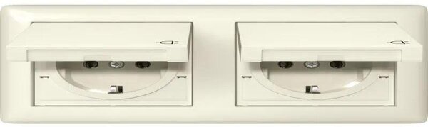 Presa SCHUKO Gira KD + set IP44 + cornice 2f standard 55 bianco crema 415801