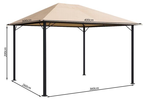 Padiglione da giardino in metallo Nizza 3x4m tenda da festa sabbia