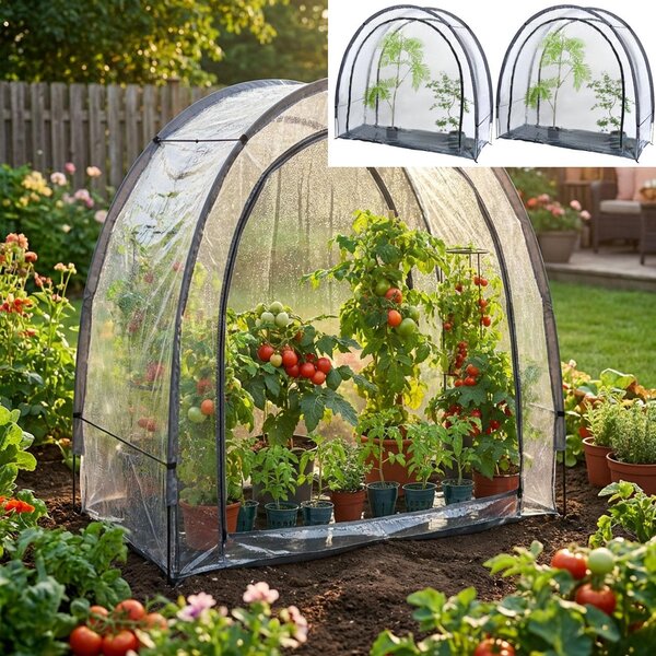 Set da 2 pezzi composto da una robusta serra in plastica e una tenda per lo svernamento, 175x186x84 cm: una protezione per le piante che garantisce un raccolto ottimale e una cura al riparo dal gelo