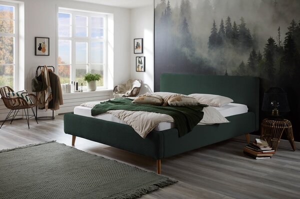 Letto matrimoniale imbottito verde scuro rete non inclusa 180x200 cm Mattis Cord – Meise Möbel