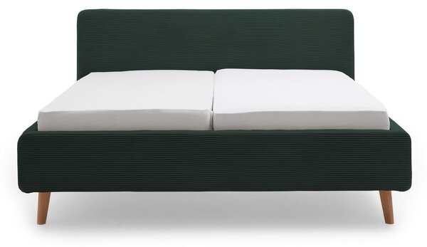 Letto matrimoniale imbottito verde scuro rete non inclusa 180x200 cm Mattis Cord – Meise Möbel