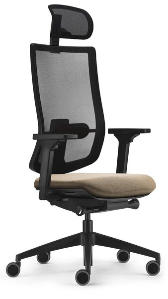 Sedus se:do pro light 2, sedia girevole con membrana in rete, poggiatesta e supporto lombare in beige