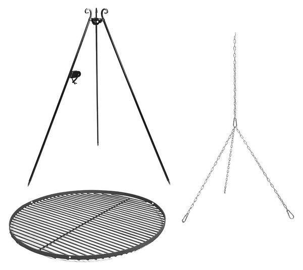 Barbecue girevole da 180 cm - griglia in acciaio grezzo da 50 cm + manovella
