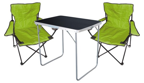 Set da campeggio da 3 pezzi: tavolo da campeggio + 2 sedie pieghevoli