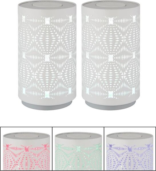 2x lampada da tavolo LED RGB, batteria ricaricabile, touch, bianca, H 14 cm