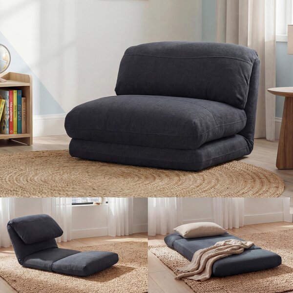 MCW-E68 poltrona letto, divano letto, poltrona pieghevole funzionale, poltrona reclinabile, tessuto/tessuto ~ grigio scuro