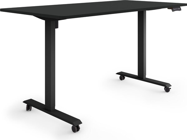 ESMART Germany ETX-121BB 160x80cm Nero Scrivania ergonomica in piedi/seduta su rotelle Regolabile elettricamente in altezza in modo continuo 78,5-128,5cm 3 x porta di ricarica USB con memoria Promemoria attività