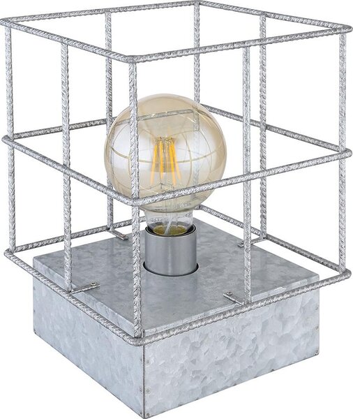 Lampada da tavolo, quadrata, gabbia in rete d'acciaio rinforzata