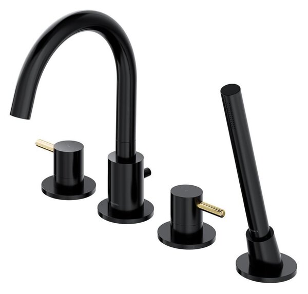 Omnires Y Y1232BLGL Miscelatore per vasca a 4 fori, nero-oro