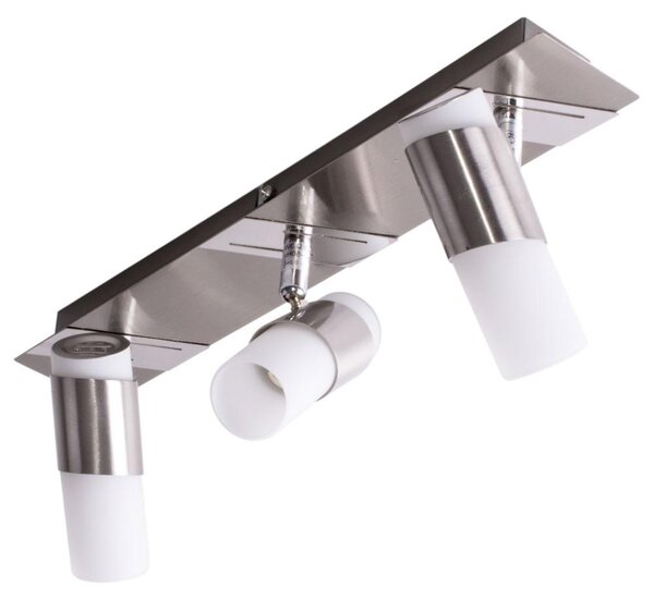 Lampada da soffitto a LED, cromata, con faretti orientabili, lunghezza 38 cm