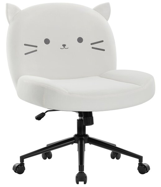 Sedia da ufficio IWMH senza braccioli, sedia da scrivania regolabile in altezza con rotelle, poltrona da lettura ergonomica per ufficio, camera da letto, toeletta - Bianca