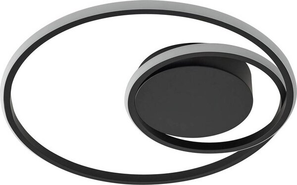 Lindby Plafoniera LED Kyron, nero, alluminio, dimmerabile, Ø45cm