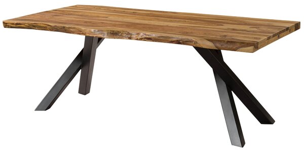 MASSIVMOEBEL24 | Tavolo da pranzo in legno di sheesham 260x100x76 sabbiato naturale / gambe ad A antracite matt FREEFORM 5