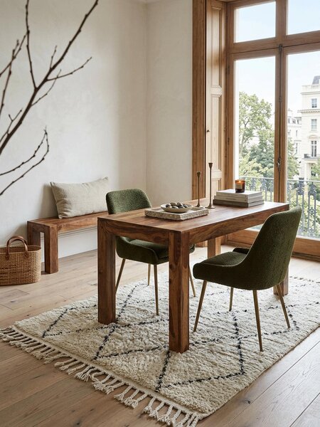 Tavolo da pranzo MUMBAI in legno massello Sheesham 120 cm Tavolo da pranzo Tavolo in legno Tavolo da cucina in stile rustico Marrone scuro