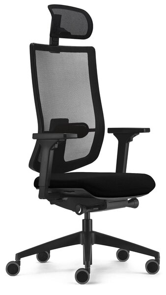 Sedus se:do pro light 2, sedia girevole con membrana in rete, poggiatesta e supporto lombare in nero