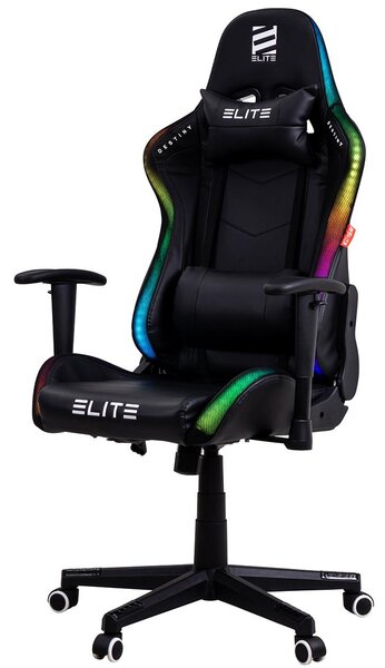 Sedia da gaming Elite | Sedia da ufficio ergonomica - Sedia da scrivania con LED RGB - Sedia da gaming per PC - Sedia da gaming - Poltrona da gaming - Poggiatesta (nero)