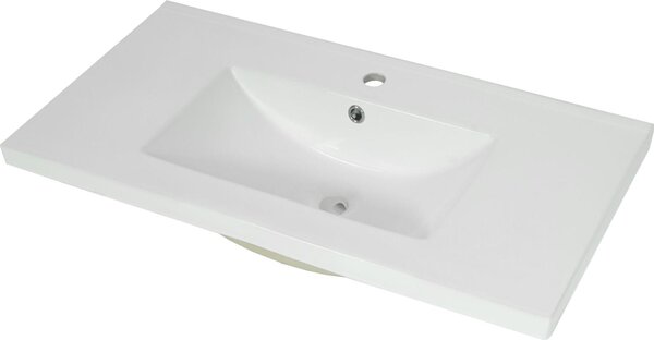 Lavabo HWC-B19, lavabo lavandino bagno, Vetroceramica angolare 81 cm, bianco