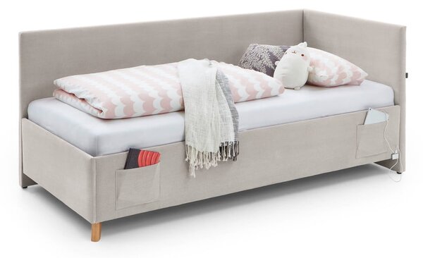 Letto da bambini con sponde beige imbottito con contenitore con rete inclusa 90x200 cm Cool – Meise Möbel