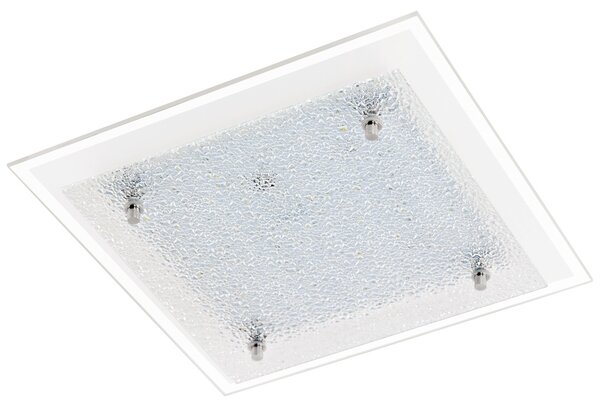 Plafoniera LED, bianca, vetro ghiacciato, L 28 cm