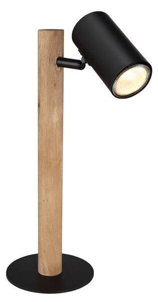 Globo Lighting lampada da tavolo in legno marrone scuro, metallo nero opaco, metallo nero opaco, cavo in PVC nero, interruttore a bilanciere sul cavo, LxLxH: 220x130x350mm, lunghezza cavo 1500mm, escl. 1x GU10 LED 5W 230V
