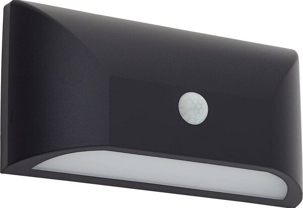 Lindby Lampada da parete per esterni a LED Siana, nera, PC, sensore
