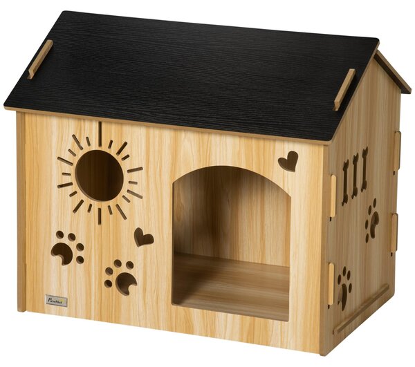 Cuccia per cani in legno PawHut con aperture di ventilazione, per interni, in rovere