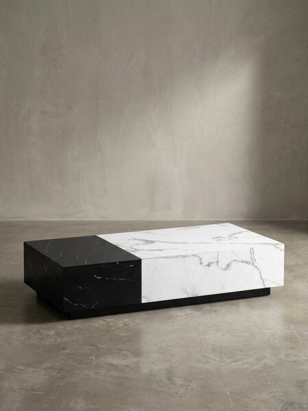 Tavolino da salotto 120x60x28 cm Bianco Nero Tavolino da salotto effetto marmo Moderno, Tavolino da salotto basso rettangolare con cassetti, Tavolino da salotto con contenitore, Tavolino da caffè grande